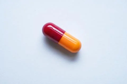 One capsule pill on white background Stock Photos