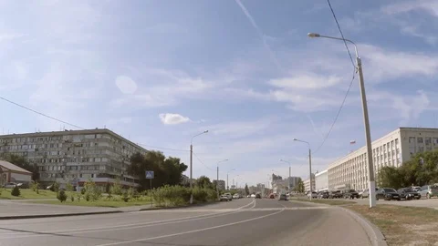 One car is driving down the city street. Stock Footage 83083696