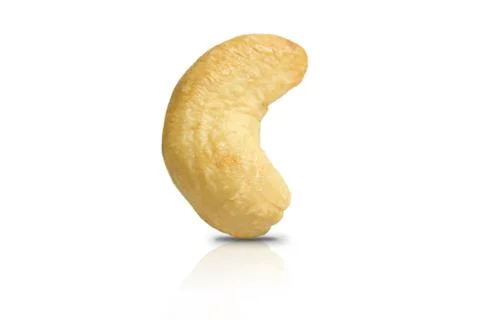 One cashew isolated on white background, clipping path. Stock Photos