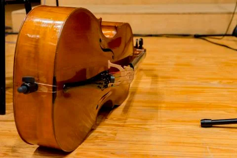 One cello on the floor Stock Photos