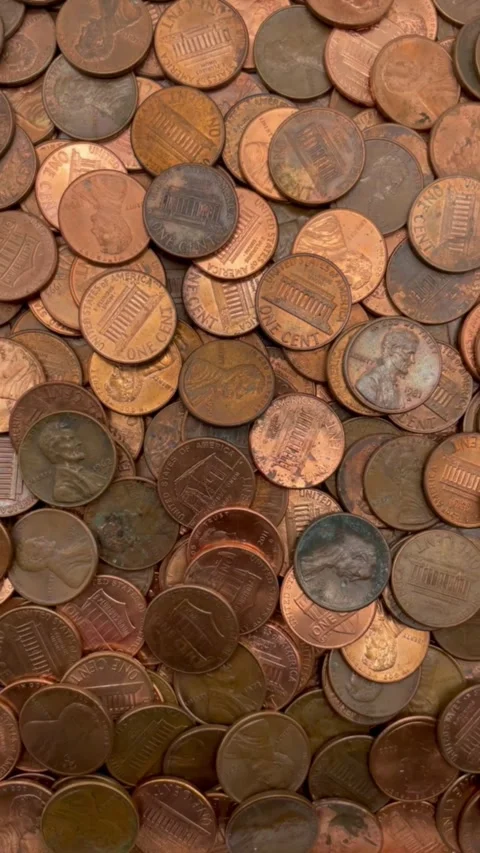 One cent coins slow pan Stock-Footage 289673179