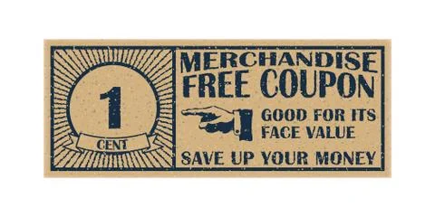 One cent coupon template. Discount coupon on 1 cent. 스톡 일러스트