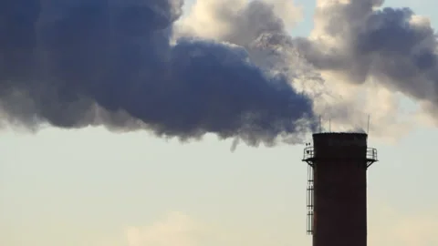 One chimney emits smoke Stock Footage 148913541