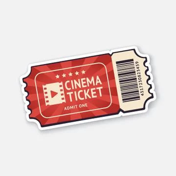 One cinema ticket with barcode. Stock Illustration