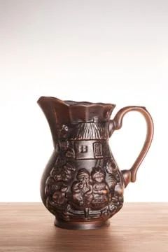 One clay jug on a light gradient background Stock Photos