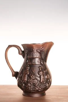 One clay jug on a light gradient background Stock Photos