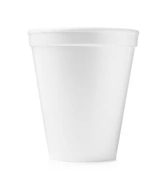 One clean styrofoam cup isolated on white Stock Photos