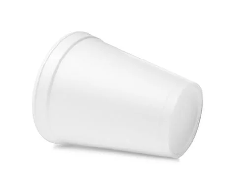 One clean styrofoam cup isolated on white Stock Photos