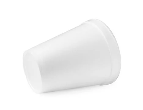 One clean styrofoam cup isolated on white Stock Photos