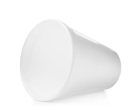 One clean styrofoam cup isolated on white Stock Photos