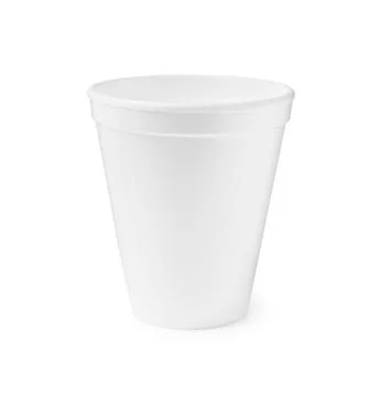 One clean styrofoam cup isolated on white Stock Photos