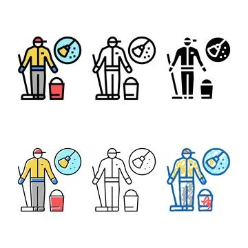 One-off cleaning color icon vector multipack Stock Illustration