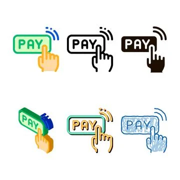 One click touch payment vector thin line styleset icon Stock Illustration