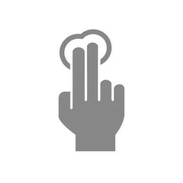 One click with two fingers grey icon. Multi touch screen fingers, 2x tap symbol Stock Illustration