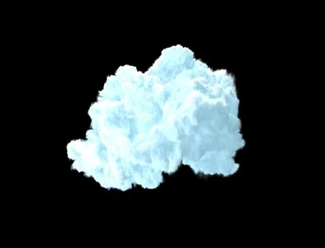 One cloud on black backdrop isolated. cg nature 3D rendering Stock Illustration