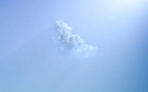 One cloud with sun beams - cg nature 3D rendering Stock Illustration