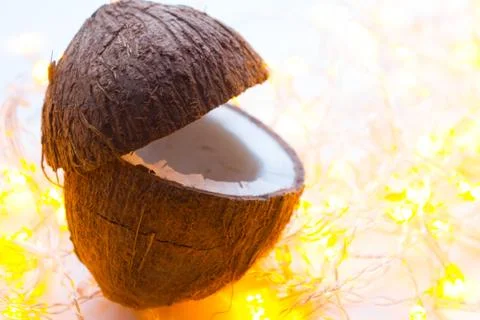 One coconut on the table Stock Photos