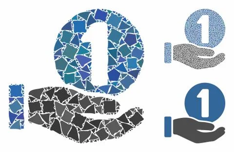 One coin payment hand Composition Icon of Tuberous Elements Illustrazione stock