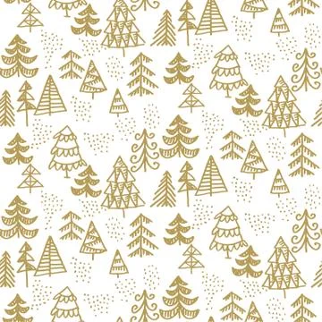 One color Christmas tree hand drawn vector Stock Illustration