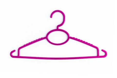 One colored plastic hanger, isolated on white background, close-up Stock Photos