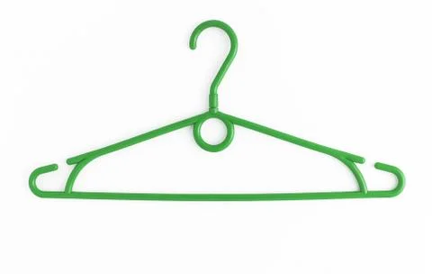 One colored plastic hanger, isolated on white background, close-up Stock Photos