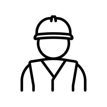 One construction worker or engineer line icon. Industrial worker in hard hat  Stock Illustration