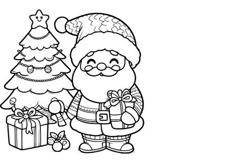 One Continuous black line art drawing of Merry Christmas tree. Hand drawn o.. Stock Illustration