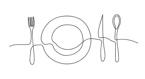 One continuous black line of plate Stock Illustration