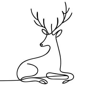 One continuous drawing of a deer. Deer wildlife illustration in simple line v Stock Illustration