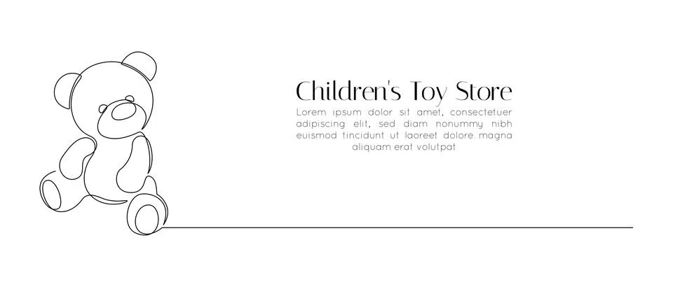 One continuous drawing of a teddy bear. Baby toy symbol of childrens friendship Stock Illustration