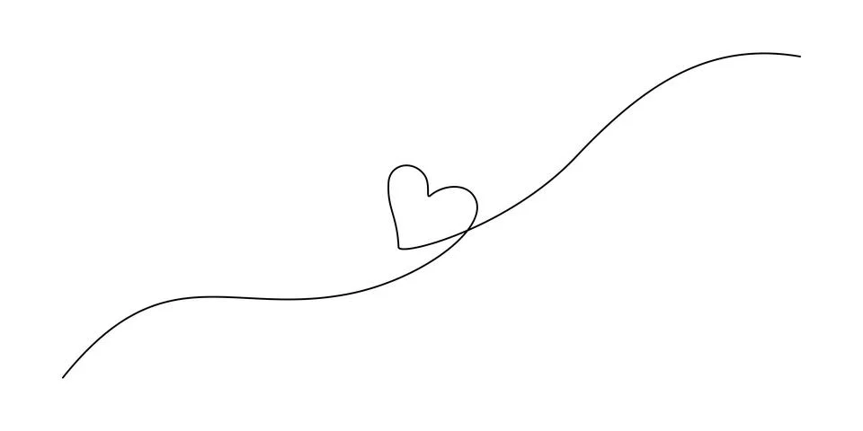 One continuous drawing of two hearts with red color love sign. Thin flourish Stock Illustration