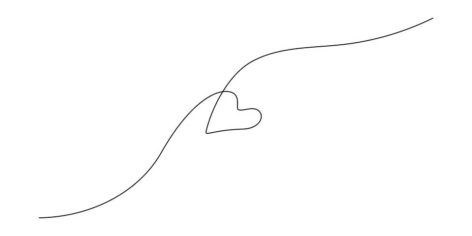 One continuous drawing of two hearts with red color love sign. Thin flourish Stock Illustration