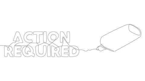 One continuous line of Action Required. Thin Line Illustration vector conce.. Иллюстрация