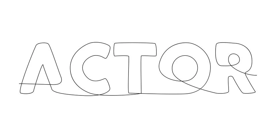 One continuous line of Actor word. Thin Line Illustration vector concept. C.. 库存插图