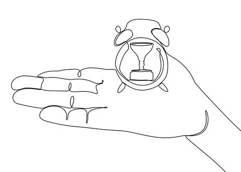 One continuous line of alarm clock with Award Prize. Thin Line Illustration.. Illustrazione stock