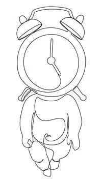 One continuous line of Alarm Clock and baby child. Thin Line Illustration v.. Illustrazione stock