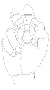 One continuous line of alarm clock with Chess Pawn. Thin Line Illustration .. Illustrazione stock