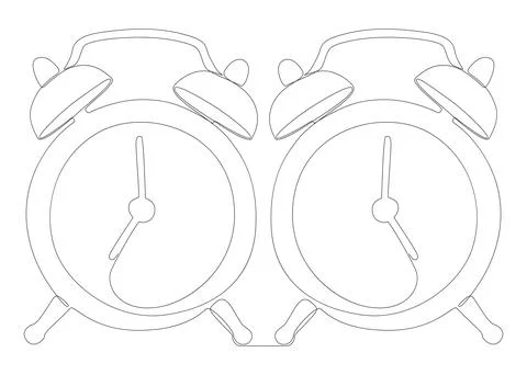 One continuous line of Alarm Clocks. Thin Line Illustration vector clock co.. Stock Illustration