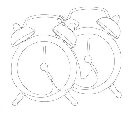 One continuous line of Alarm Clocks. Thin Line Illustration vector clock co.. Illustrazione stock