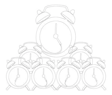 One continuous line of Alarm Clocks. Thin Line Illustration vector clock co.. Illustrazione stock