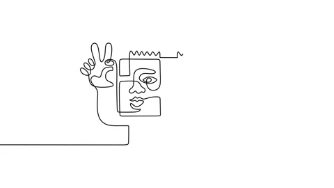 One continuous line animation abstract face. Aesthetic contour in ethnic tribal Stock Footage 227461087