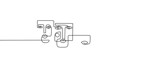 One continuous line animation abstract face. Aesthetic contour in ethnic tribal Stock Footage 227461538