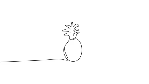 One continuous line animation of pineapple hand drawn minimalist line art design Stock Footage 227448236