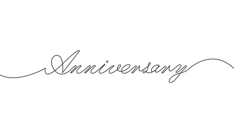 One continuous line anniversary animation. Minimal love line art. Stock Footage 319389300