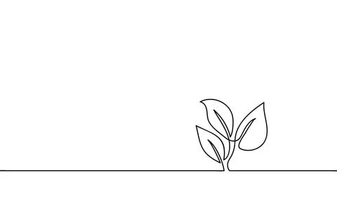 One continuous line art of growing sprout, Plant leaves grow seedling eco n.. Stock Illustration