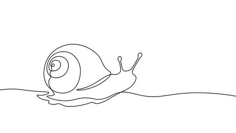 One continuous line art snail symbol. Sketch black drawing animal slow shell Stock-Illustration