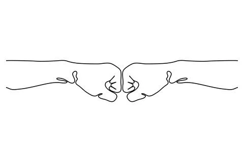 One Continuous Line Art of Two Fists Bumping. Friendship Day Concept. Stock Illustration