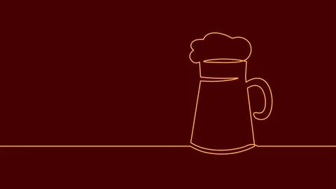 One continuous line beer mug symbol. Single line drawing. Holiday alcohol drink Stock-Illustration