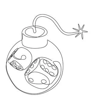 One continuous line of Bomb and dice. Thin Line Illustration vector concept.. Stock Illustration