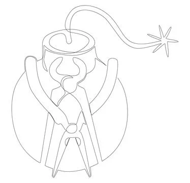 One continuous line of Bomb with Pliers. Thin Line Illustration vector conc.. Stock Illustration